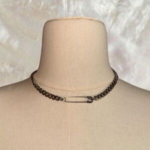 Custom Silver Safety Pin Choker – Handmade